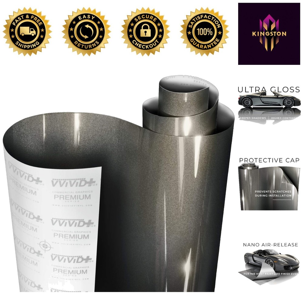 Revolutionize Your Car’s Look with 1ft x 5ft Charcoal Grey Ultra Gloss Vinyl