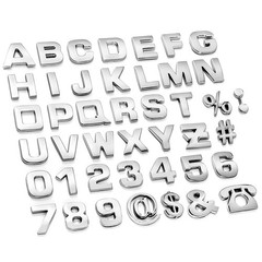 Lamoutor 43Pcs Car Emblem Letters Small size (height 1.1 inches), A-Silver