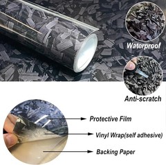 Premium Forged Carbon Fiber Vinyl Film Wrap Roll High Gloss Black Sticker Decal