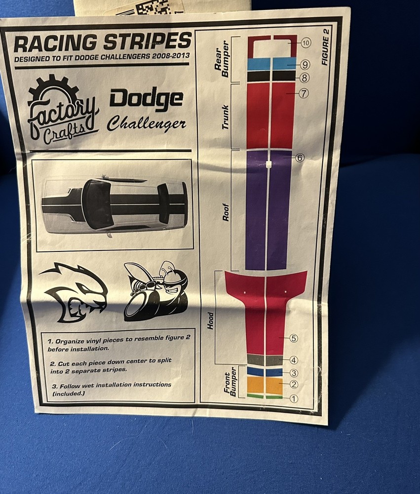 Racing Rally Stripe for Dodge Challenger 2008 to 2013 Black New In Box