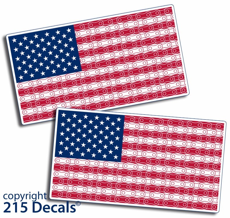 USA Flag Sticker Bicycle Chain Design Car Bike Truck Vehicle Window Bumper Decal
