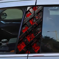 2 Pieces B-pillar Car Stickers Red Black Web Protective Film for All Vehicle