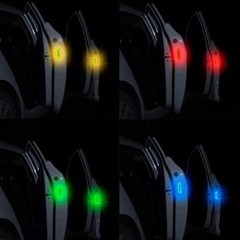 4pcs/set Car Door Open Reflective Sticker Tape Decal Safety Warning Yellow