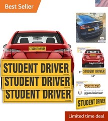 Bright Yellow Student Driver Magnetic Signs – 12×3 Reflective Safety Pack