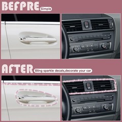 Kingdder 32.8Ft Bling Car Trim Self Adhesive Glitter Crystal 32.8 ft, Pink