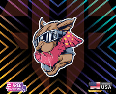 BROWN CAT MUSHROOM+ DECAL,LAPTOP,WALL,WINDOW,ETC,6YEARS R+LAMINATED +FREESTICKER