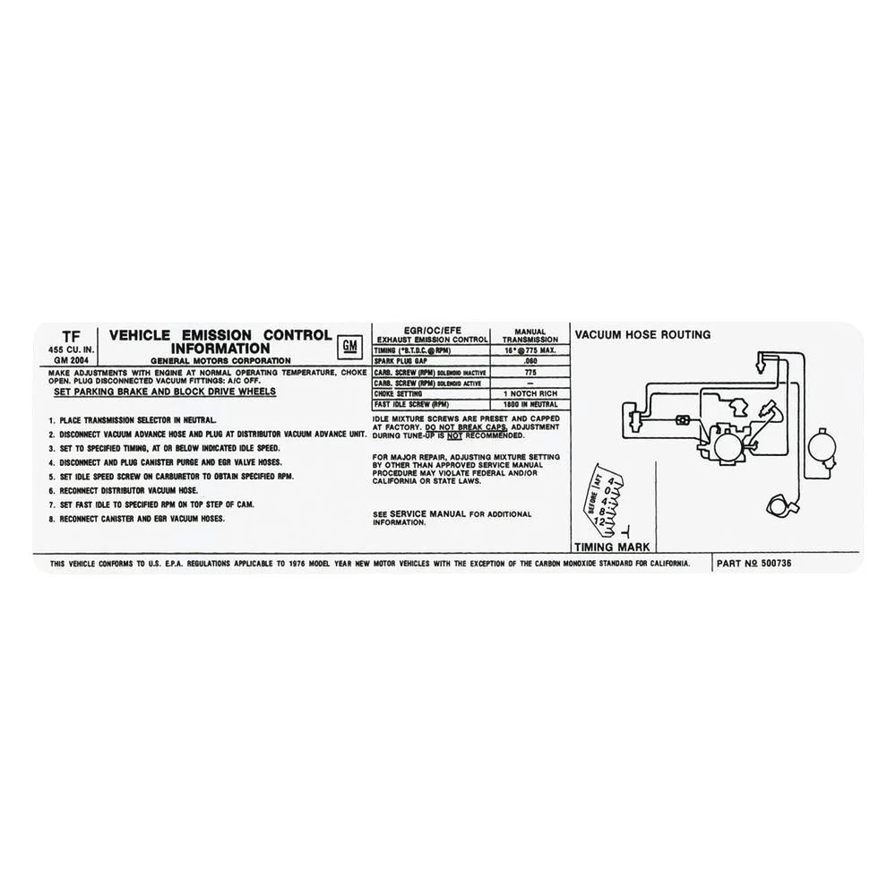 QRP GBC1680 Emissions Decal 455, MT, US, TF, 500736