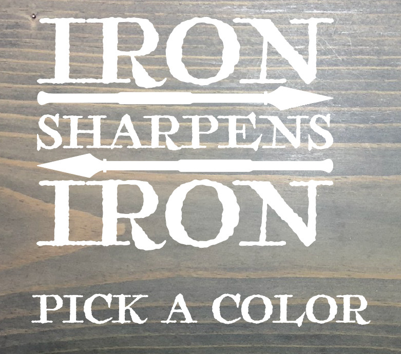 Iron Sharpens Iron Sticker Decal Die Cut Tactical Spartan Race Gym Work Out XO