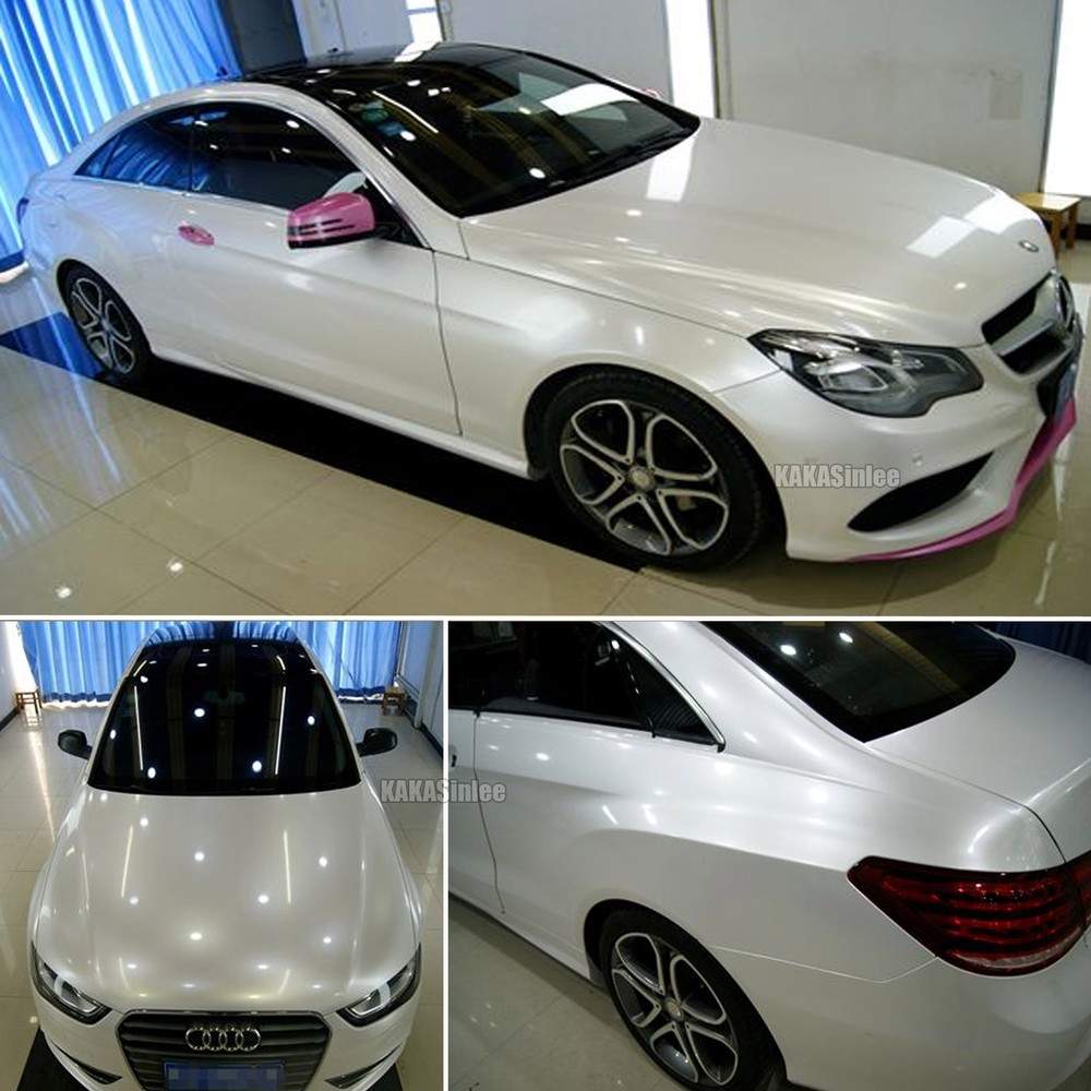 Whole Car Wrap White Chameleon Vinyl Gloss Satin Chrome Trim Sticker Flexible US