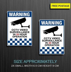 CCTV VIDEO SURVEILLANCE IN 24 HRS Sign, Self Adhesive Vinyl Waterproof Sticker