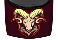 Fits Ram Head Red Yellow Illustrated Truck Hood Wrap Vinyl Car Graphic Decal USA
