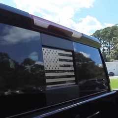 Fit 2019-23 Chevy Silverado Sierra Back Middle Window USA Flag Decal Sticker