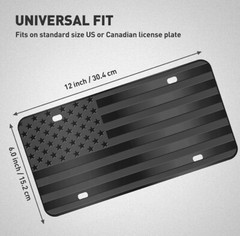 Tactical American Flag License Plate Matte Black USA Aluminum With Screws & Caps