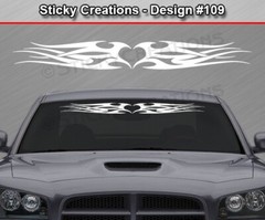 #109 TRIBAL FLAME HEART Decal Sticker Windshield Window Vinyl Banner Design Car