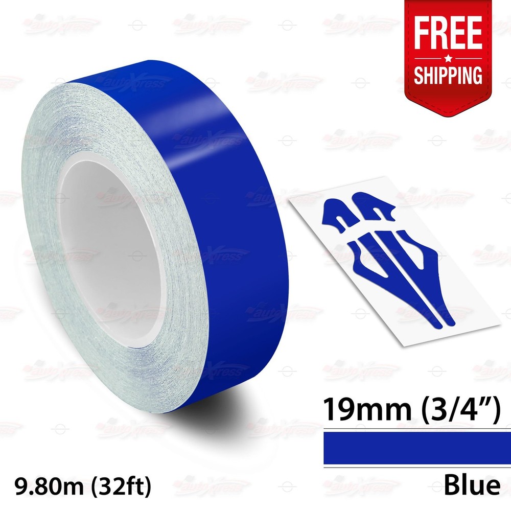 BLUE 3/4″ 19mm Roll PIN STRIPE Car Striping Trim Line TAPE Decal Vinyl Sticker