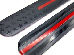 MIRROR SET Aluminum Thin Red Line Flag Sticker Emblem Decals For Trucks 6″ x 1