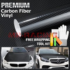 7D Carbon Fiber Black High Gloss Auto Vinyl Wrap Sticker Sheet Film Decal DIY 6D