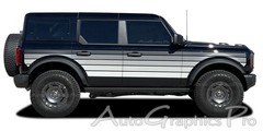 2021-2026 Ford Bronco Stripes Side Decals XL DIGITAL BLACK WHITE Door Graphics