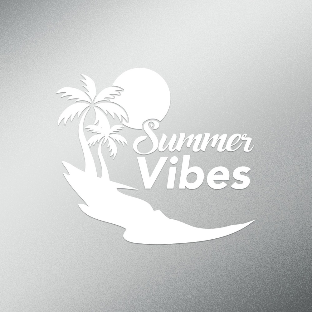 Palm Tree Summer Vibes Tropical Beach Decal Sticker | 5.5-Inches Wide