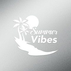 Palm Tree Summer Vibes Tropical Beach Decal Sticker | 5.5-Inches Wide