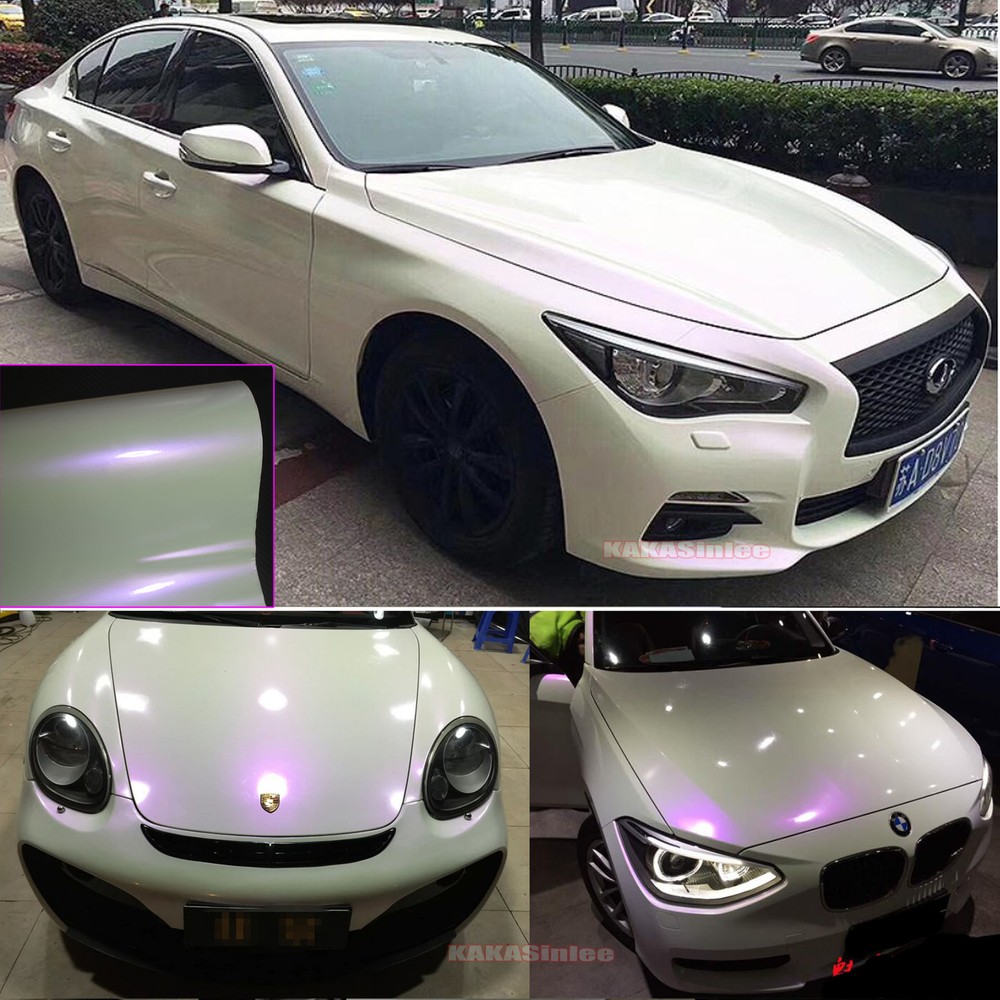50FT x 5FT Gloss White to Purple Chameleon Chrome Vinyl Wrap Car Film Sticker US