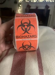 Biohazard 2” x 2″ Perforated Stickers 500 Count Roll Warning Safety Label