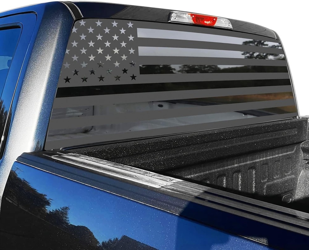 Black American Flag Rear Window Decal for Truck, Rear Window Decal 66″x20″