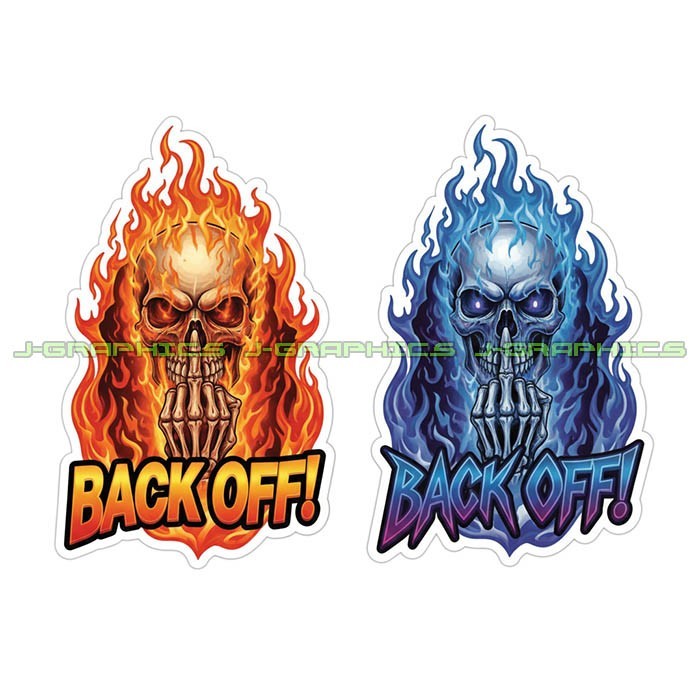 Back Off Vinyl Decal Sticker Bumper Humper Tailgating Car Bike Helmet 2 Pack B
