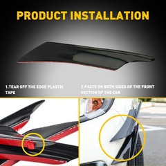 4/8Pcs Bumper Splitter Car Fin Canard Valence Diffuser Spoiler Lip Glossy Black
