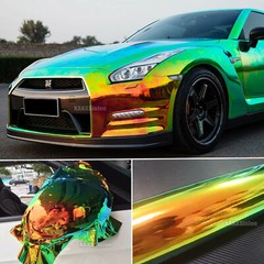 Gold Green Smooth Chameleon Rainbow Mirror Chrome Car Vinyl Wrap Film Sticker US