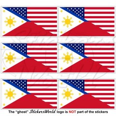 USA United States America-PHILIPPINES Flag 40mm (1.6″) Stickers Decals x6