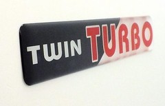 Twin Turbo Emblem RED/BLACK/SATIN CHROME SUPER SIZED