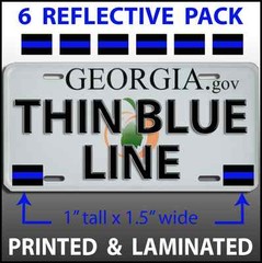 6 Mini Blue Line Sticker Police Car License Plate Vehicle Tag Reflective Decal