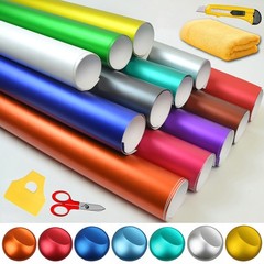 Premium Satin Matte Chrome Metallic Vinyl Film Wrap Sticker Air Bubble Free