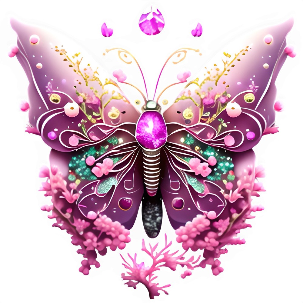 Beautiful Cherry Blossom Butterfly Sticker (3 Inch) Vibrant Colors Pink Purple !