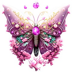 Beautiful Cherry Blossom Butterfly Sticker (3 Inch) Vibrant Colors Pink Purple !