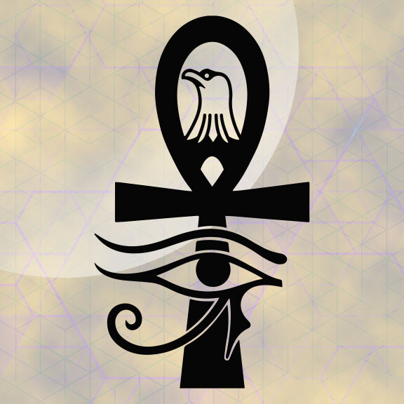 Eye of horus and the egyptian ankh Die Cut Vinyl Car Decal sticker 8″(H)