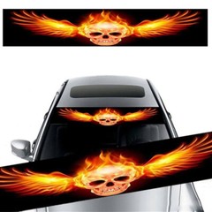 130x21cm Skull Head Graphic Sunshade Sticker Decal For Car Front Rear Windshield