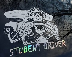 STUDENT DRIVER Holographic Decal Sticker Car Truck Boat