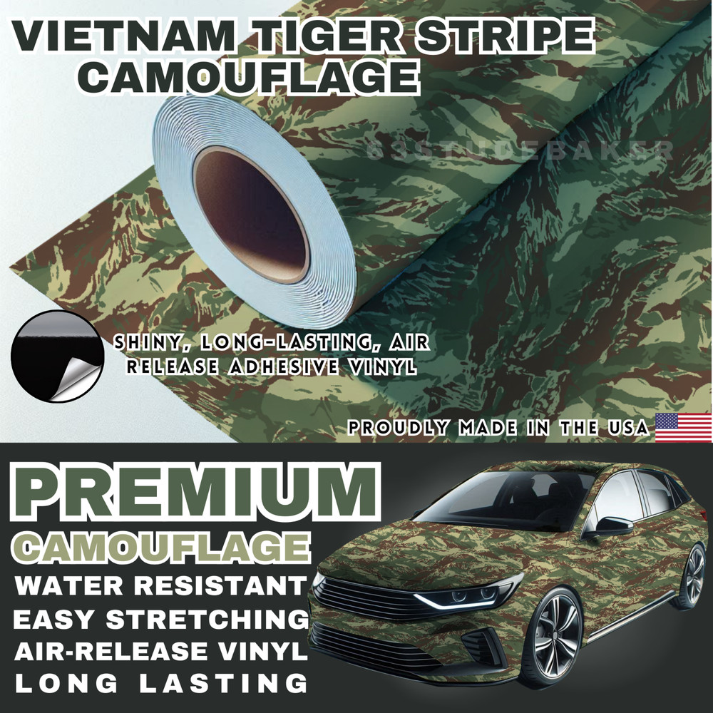 Premium Camouflage Camo Vietnam Tiger Car Vinyl Wrap Sticker Decal Sheet Film