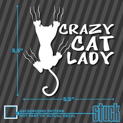 Crazy Cat Lady – 5.5″ x 5.5″ – vinyl decal sticker window car woman stick figure