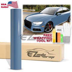 High Gloss Porcelain Blue Car Vinyl Wrap Sticker Decal Sheet Film Air Release