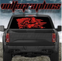 Vinyl Rear Window decal for most pickup trucks American welder welding flag