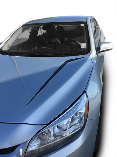 Cowl Hood Spikes Vinyl Graphic Decals V2 for 2013 2014 2015 Chevy Malibu