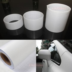 3D White Sheet Car PVC Grain Carbon Fiber Vinyl Tape Wrap Sticker Decors Strips
