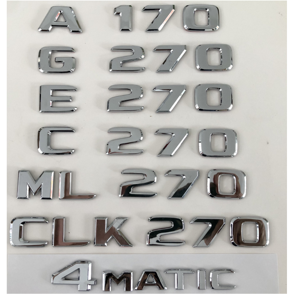 Chrome For Mercedes A170 B170 C270 E270 G270 ML270 CLK270 GLK270 4MATIC Emblems/