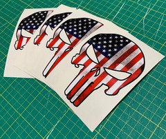 THE PUNISHER AMERICAN FLAG & THIN RED LINE SKULL FULL COLOR STICKERS