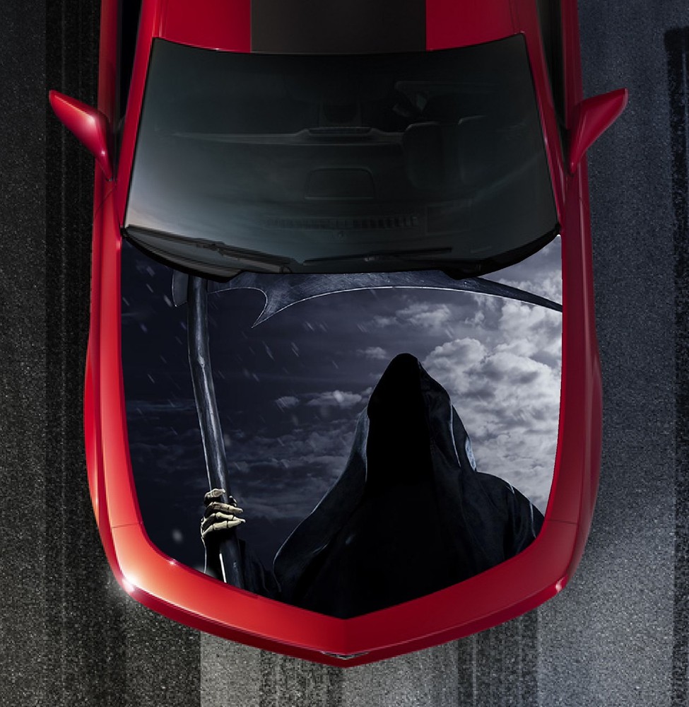 H14 GRIM REAPER Hood Wrap Wraps Carbon Decal Sticker Tint Vinyl Image Graphic