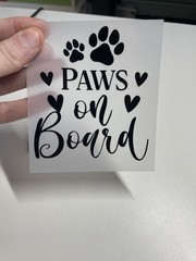 Paws On Board Permanent Vinyl Decal for Car Window truck window laptop