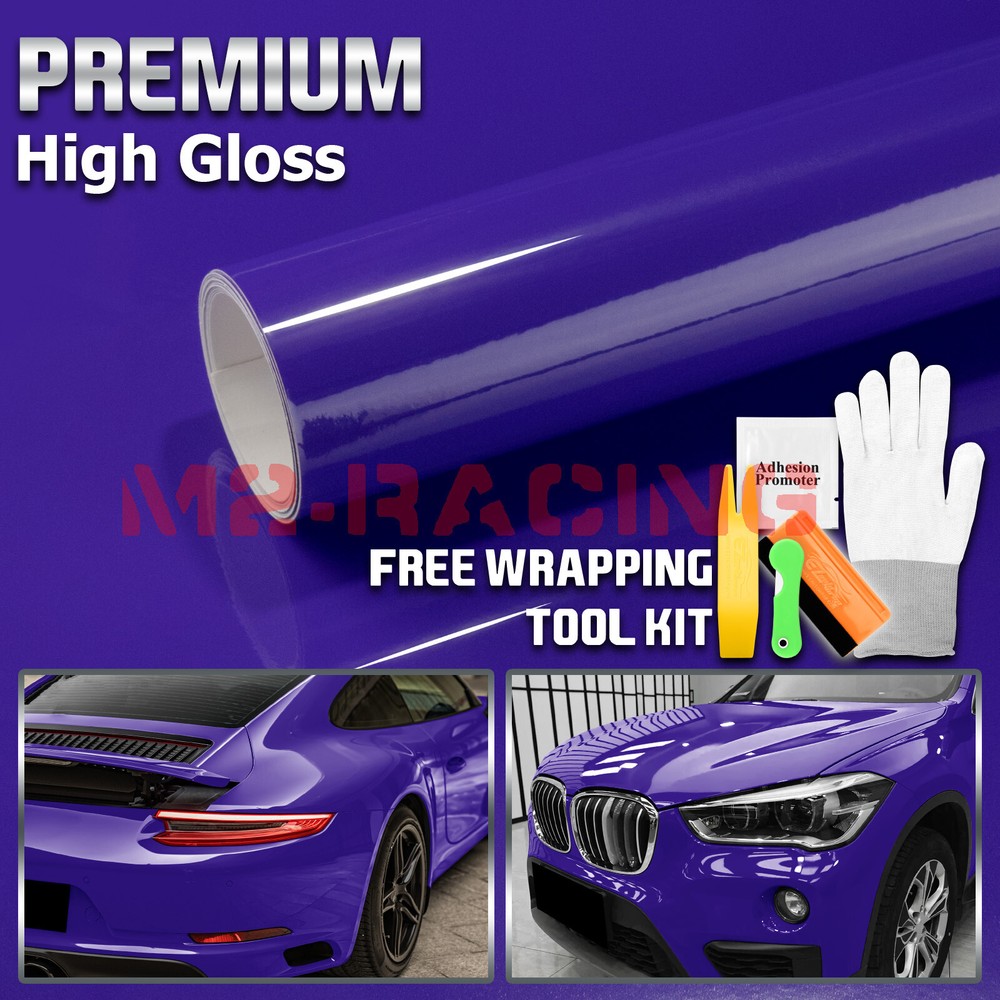 High Gloss Purple Glossy Car Vinyl Wrap Sticker Decal Sheet Film DIY Air Release